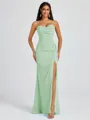 Sheath Spaghetti Straps Pleated Floor-Length Chiffon Bridesmaid Dress