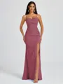 Sheath Spaghetti Straps Pleated Floor-Length Chiffon Bridesmaid Dress