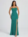 Sheath Spaghetti Straps Pleated Floor-Length Chiffon Bridesmaid Dress