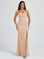 Sheath Spaghetti Straps Pleated Floor-Length Chiffon Bridesmaid Dress