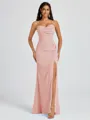 Sheath Spaghetti Straps Pleated Floor-Length Chiffon Bridesmaid Dress