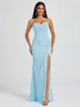 Sheath Spaghetti Straps Pleated Floor-Length Chiffon Bridesmaid Dress