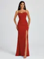 Sheath Spaghetti Straps Pleated Floor-Length Chiffon Bridesmaid Dress