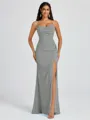 Sheath Spaghetti Straps Pleated Floor-Length Chiffon Bridesmaid Dress