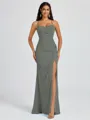 Sheath Spaghetti Straps Pleated Floor-Length Chiffon Bridesmaid Dress
