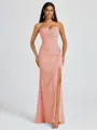 Sheath Spaghetti Straps Pleated Floor-Length Chiffon Bridesmaid Dress