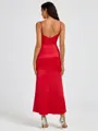 A-line Spaghetti Straps Pleated Ankle-Length Charmeuse Bridesmaid Dress