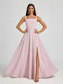 A-line Square Floor-Length Chiffon Bridesmaid Dress