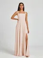 A-line Square Floor-Length Chiffon Bridesmaid Dress