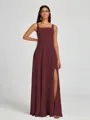 A-line Square Floor-Length Chiffon Bridesmaid Dress