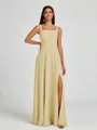 A-line Square Floor-Length Chiffon Bridesmaid Dress