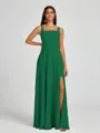 A-line Square Floor-Length Chiffon Bridesmaid Dress