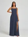 A-line Square Floor-Length Chiffon Bridesmaid Dress