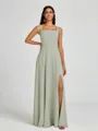 A-line Square Floor-Length Chiffon Bridesmaid Dress