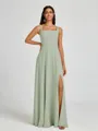 A-line Square Floor-Length Chiffon Bridesmaid Dress