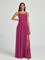 A-line Square Floor-Length Chiffon Bridesmaid Dress