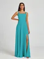 A-line Square Floor-Length Chiffon Bridesmaid Dress