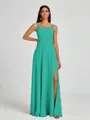 A-line Square Floor-Length Chiffon Bridesmaid Dress