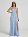 A-line Square Floor-Length Chiffon Bridesmaid Dress
