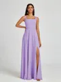 A-line Square Floor-Length Chiffon Bridesmaid Dress