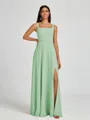 A-line Square Floor-Length Chiffon Bridesmaid Dress