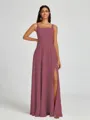 A-line Square Floor-Length Chiffon Bridesmaid Dress
