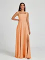 A-line Square Floor-Length Chiffon Bridesmaid Dress