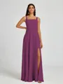 A-line Square Floor-Length Chiffon Bridesmaid Dress