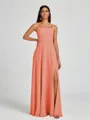 A-line Square Floor-Length Chiffon Bridesmaid Dress