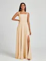 A-line Square Floor-Length Chiffon Bridesmaid Dress