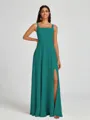 A-line Square Floor-Length Chiffon Bridesmaid Dress