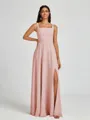 A-line Square Floor-Length Chiffon Bridesmaid Dress