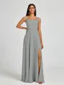 A-line Square Floor-Length Chiffon Bridesmaid Dress