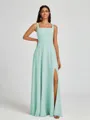 A-line Square Floor-Length Chiffon Bridesmaid Dress