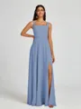 A-line Square Floor-Length Chiffon Bridesmaid Dress
