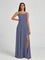 A-line Square Floor-Length Chiffon Bridesmaid Dress