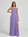 A-line Square Floor-Length Chiffon Bridesmaid Dress