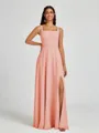 A-line Square Floor-Length Chiffon Bridesmaid Dress