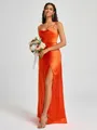 A-line Spaghetti Straps Floor-Length Silk Like Satin Bridesmaid Dress