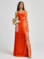 A-line Spaghetti Straps Floor-Length Silk Like Satin Bridesmaid Dress