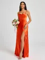 A-line Spaghetti Straps Floor-Length Silk Like Satin Bridesmaid Dress
