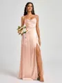 A-line Spaghetti Straps Floor-Length Silk Like Satin Bridesmaid Dress