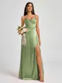 A-line Spaghetti Straps Floor-Length Silk Like Satin Bridesmaid Dress