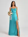 A-line Spaghetti Straps Floor-Length Silk Like Satin Bridesmaid Dress