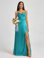 A-line Spaghetti Straps Floor-Length Silk Like Satin Bridesmaid Dress
