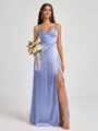 A-line Spaghetti Straps Floor-Length Silk Like Satin Bridesmaid Dress