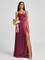 A-line Spaghetti Straps Floor-Length Silk Like Satin Bridesmaid Dress