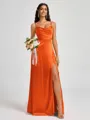 A-line Spaghetti Straps Floor-Length Silk Like Satin Bridesmaid Dress