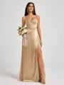 A-line Spaghetti Straps Floor-Length Silk Like Satin Bridesmaid Dress