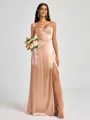 A-line Spaghetti Straps Floor-Length Silk Like Satin Bridesmaid Dress